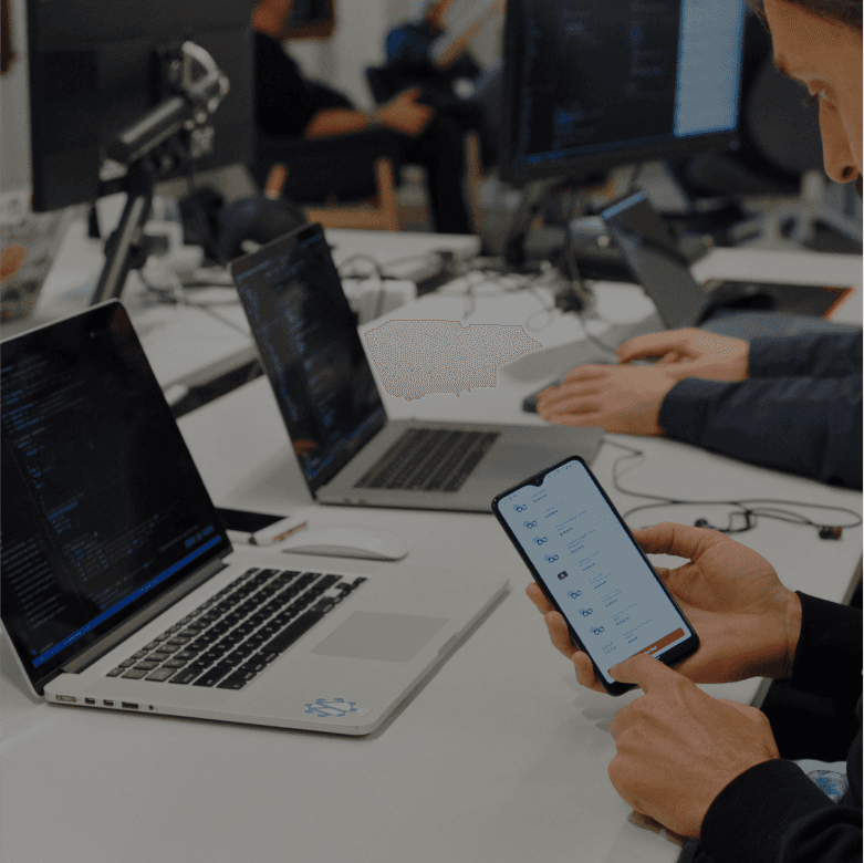 Open laptops and mobile device