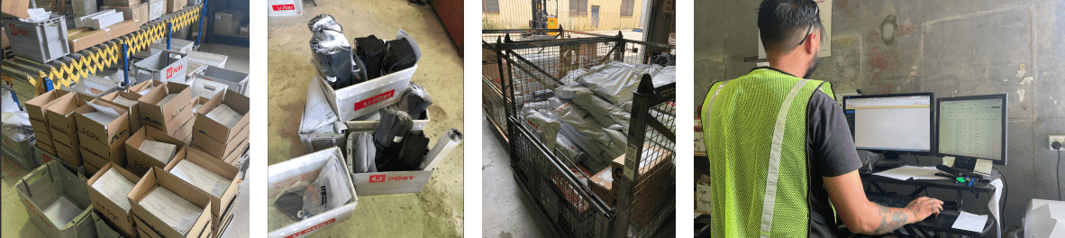 Image montage of the Quickmail warehouse and staff