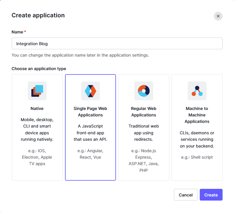 Create Application Popup